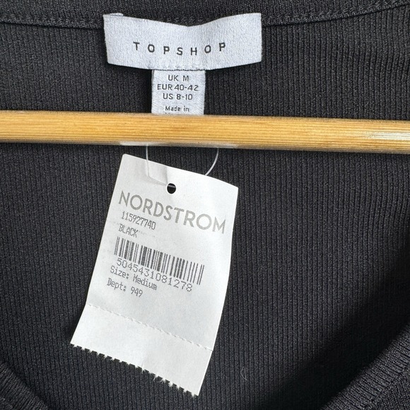 Topshop Cut Out vneck long sleeve bodysuit Ladies ASOS medium 8 10 Black NWT - Picture 3 of 6